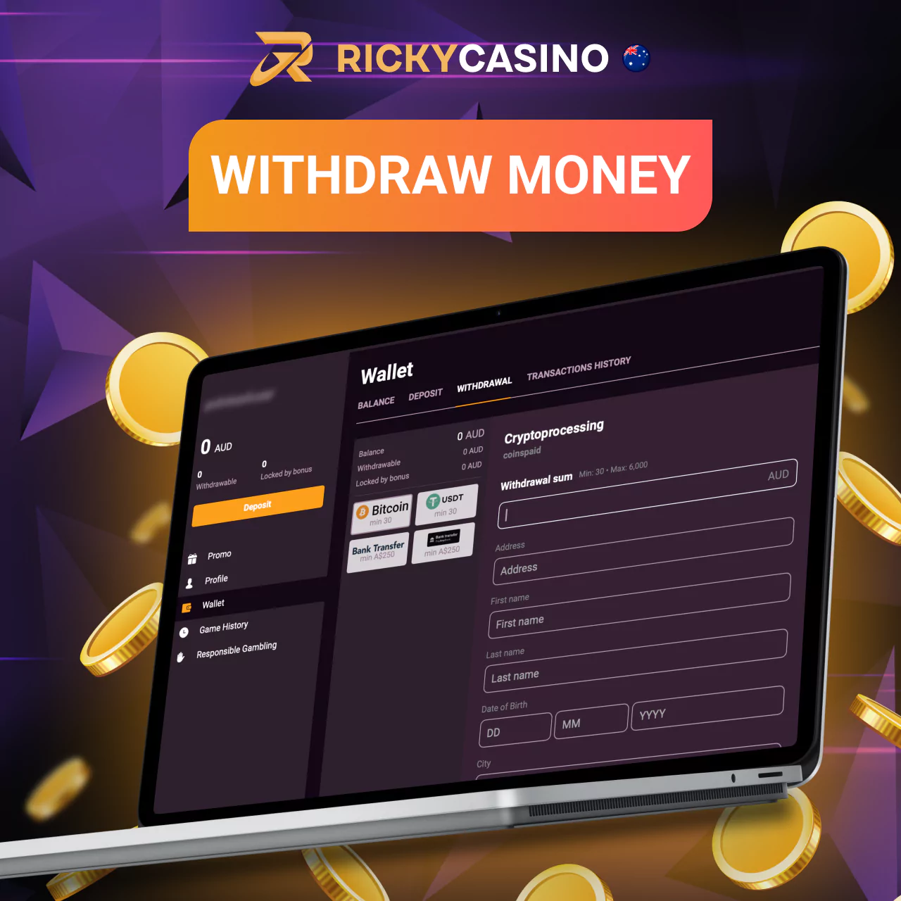 Withdrawal process from your Ricky Casino account